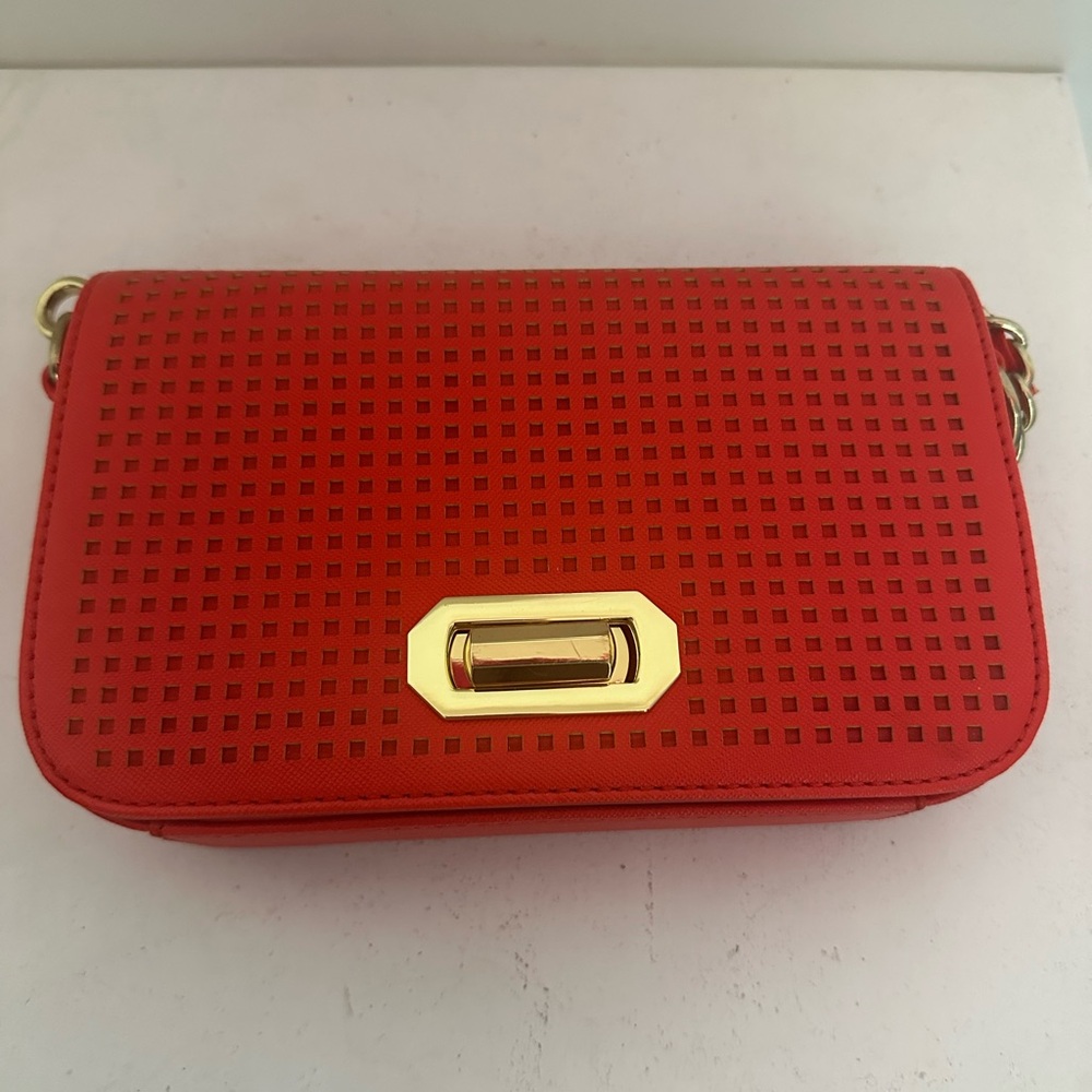Banana Republic Red Crossbody Bag with Gold Accents - Picture 3 of 14
